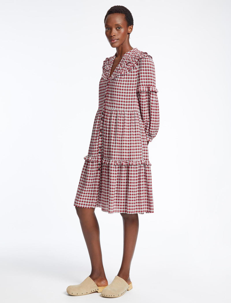Seersucker midi dress cheap