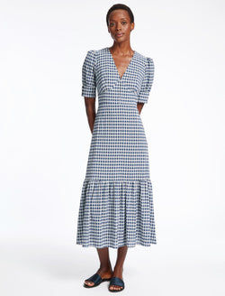 Blue and shop white tea dress