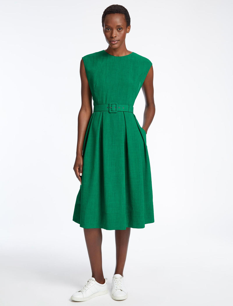 Green a line midi top dress