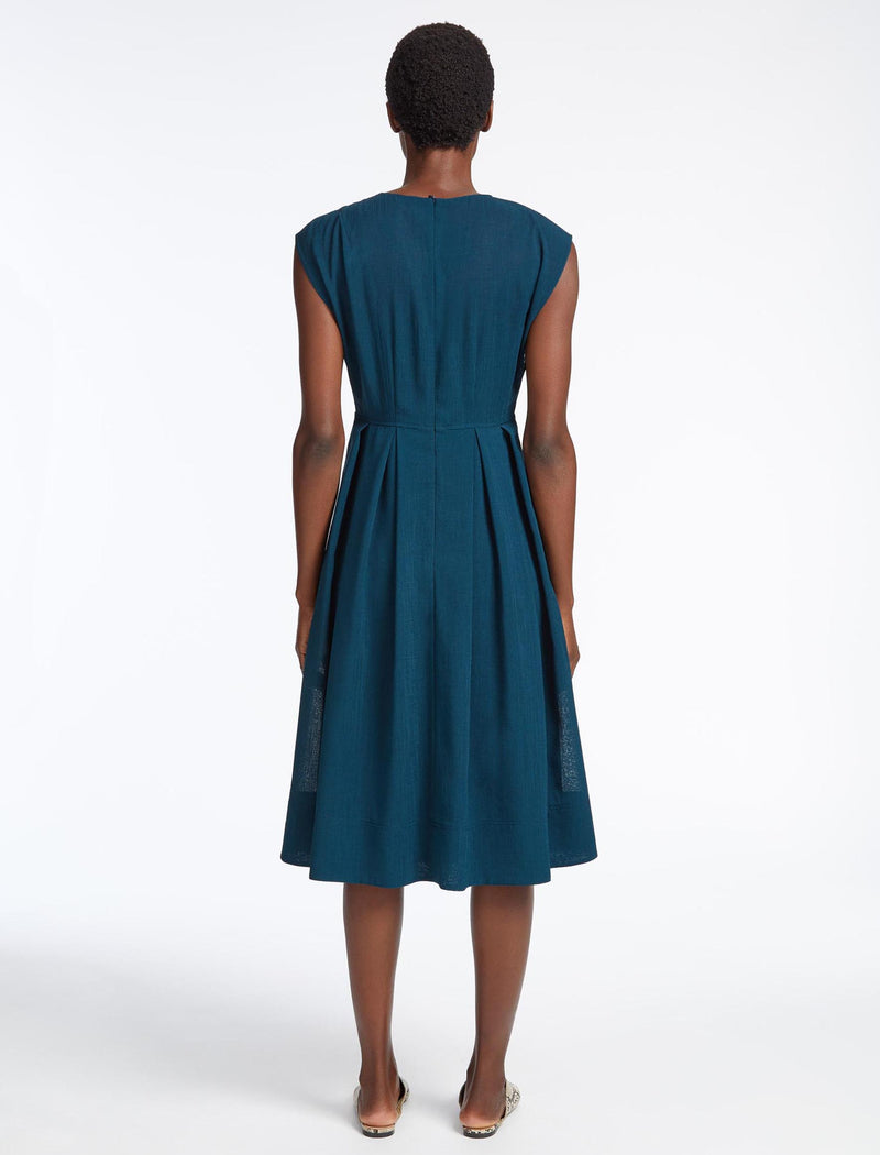 Thandie Techni Voile Midi Dress - Petrol Blue