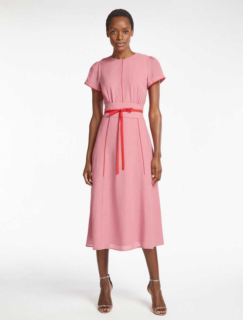 Belted pink dress discount