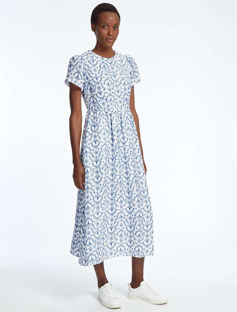 Blue and 2025 white flower dress