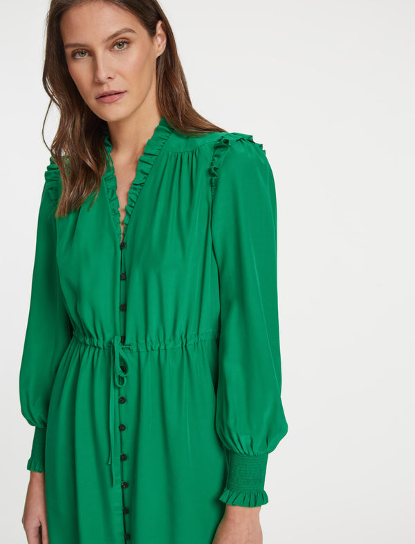 Stella Silk Midi Dress - Emerald Green