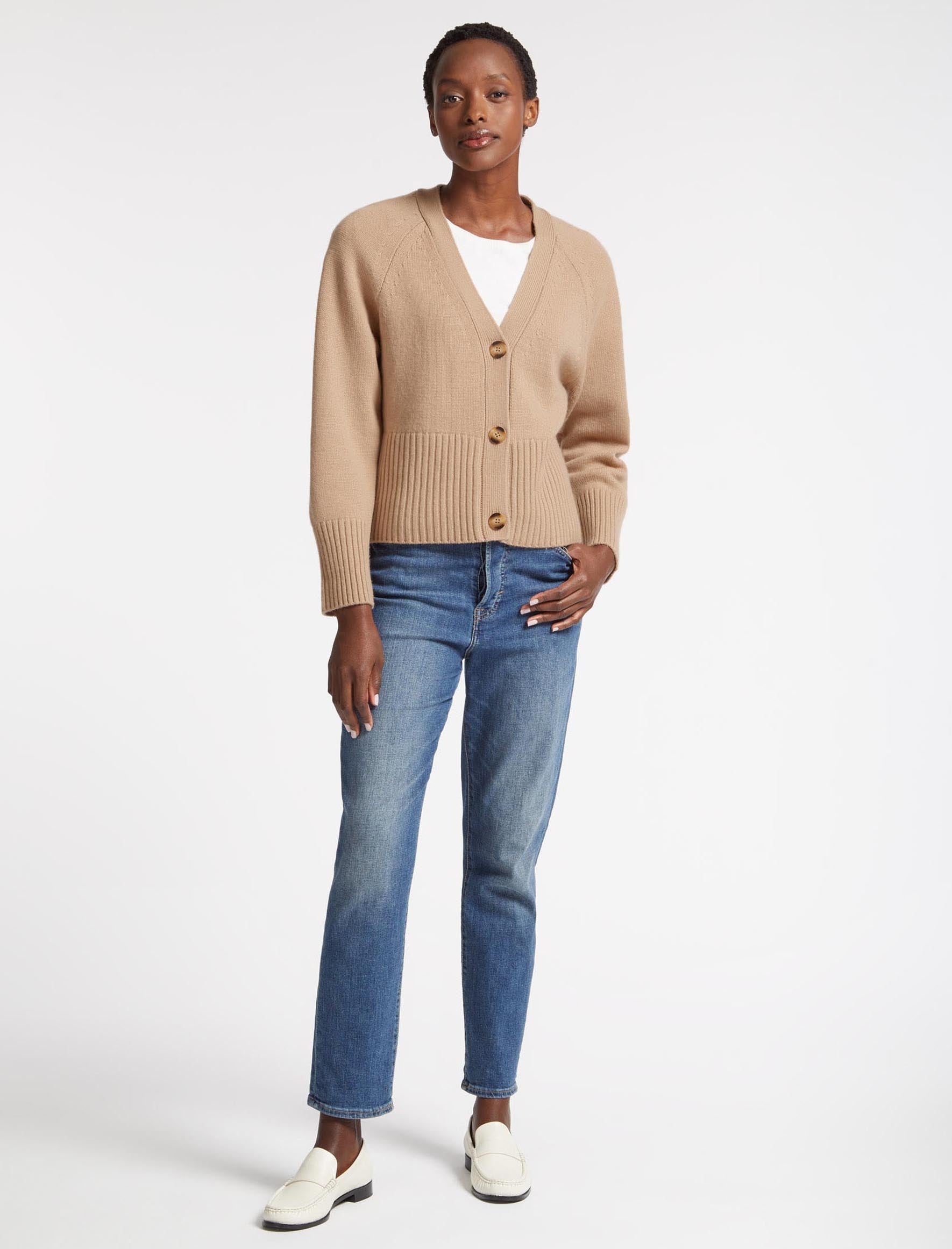 Camel boyfriend best sale cardigan