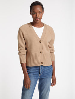 Camel boyfriend cardigan discount