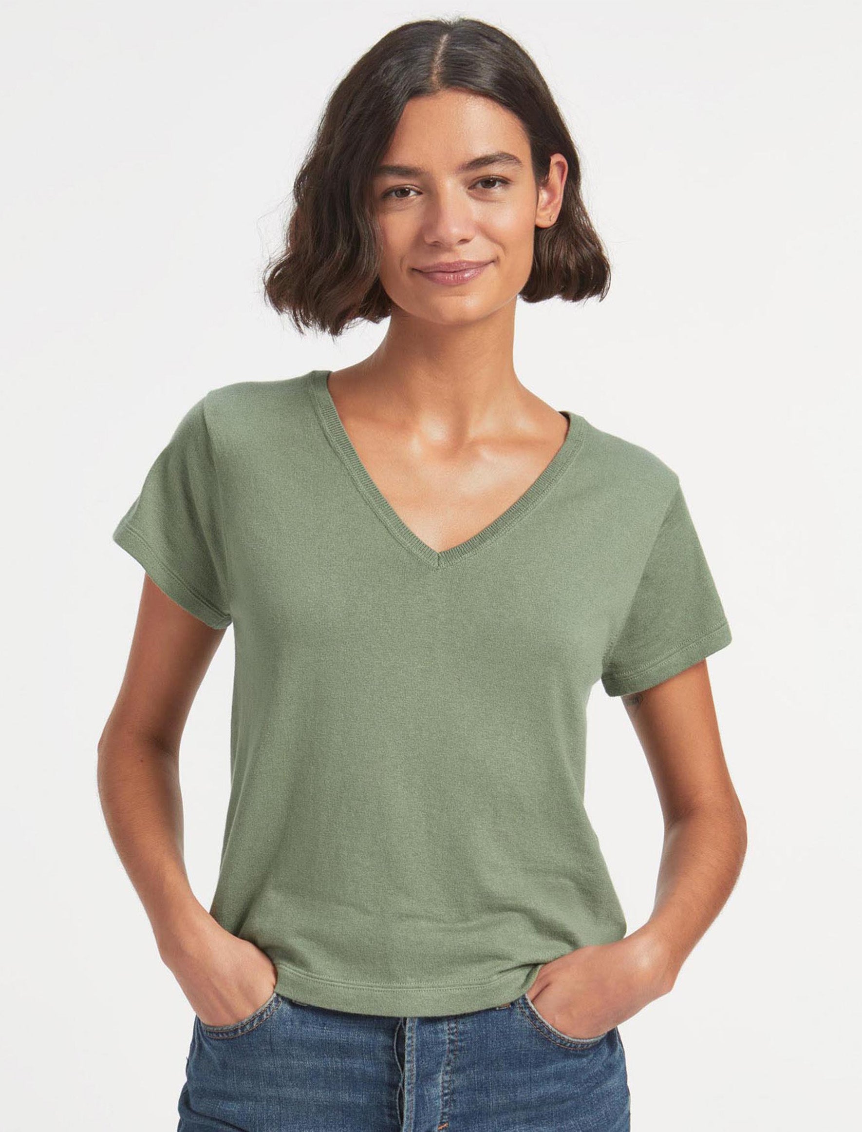 Green v neck t shirt womens hotsell