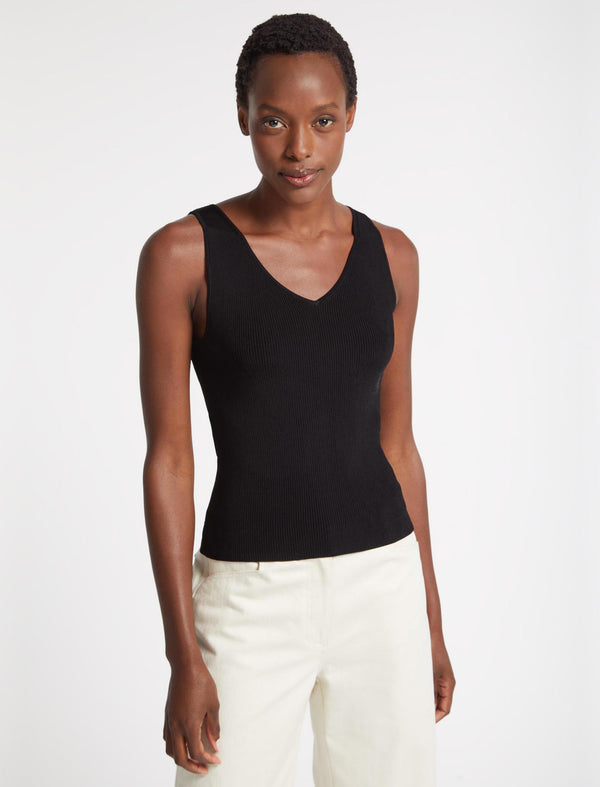 Tammy Rayon V Neck Vest - Black