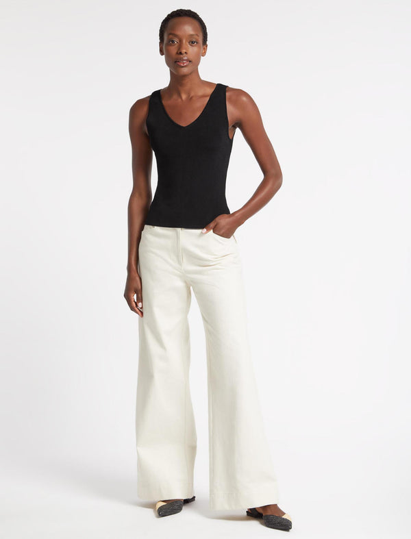 Tammy Rayon V Neck Vest - Black