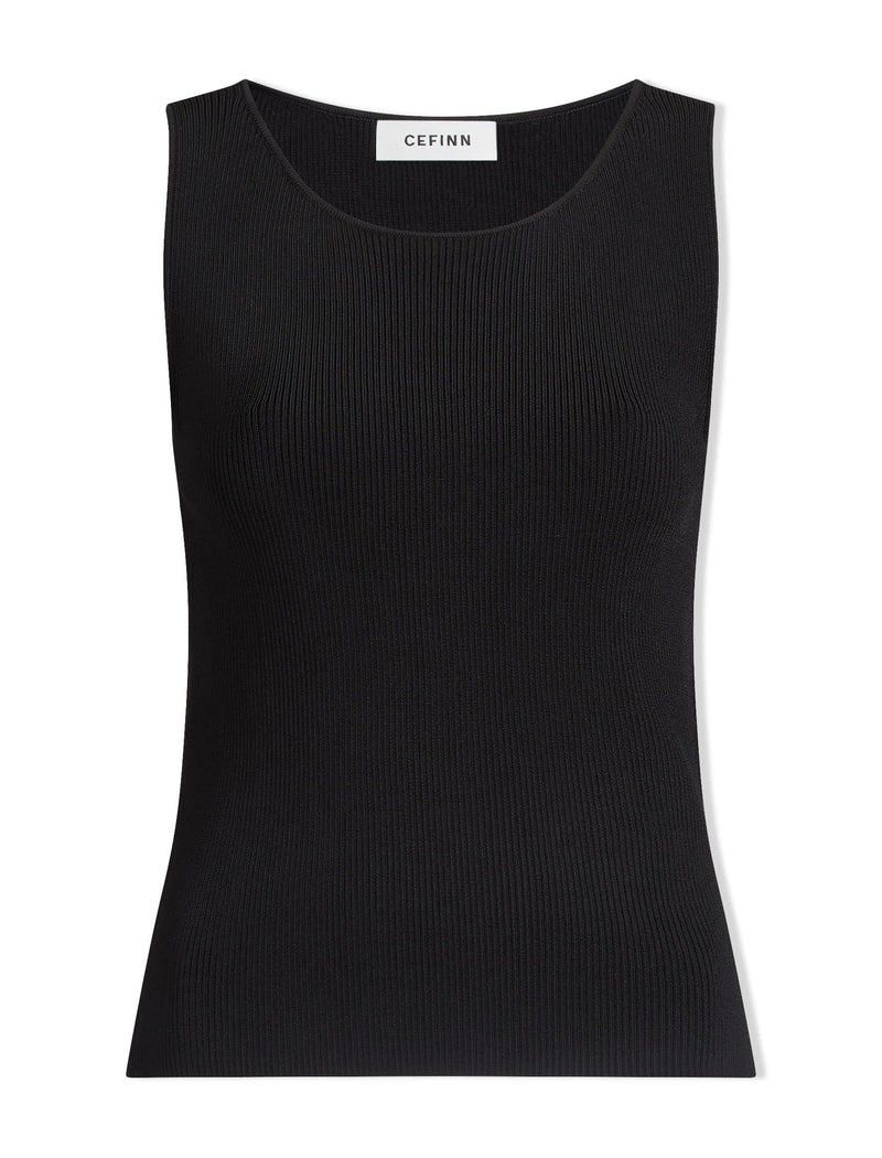 Tammy Rayon Round Neck Vest - Black