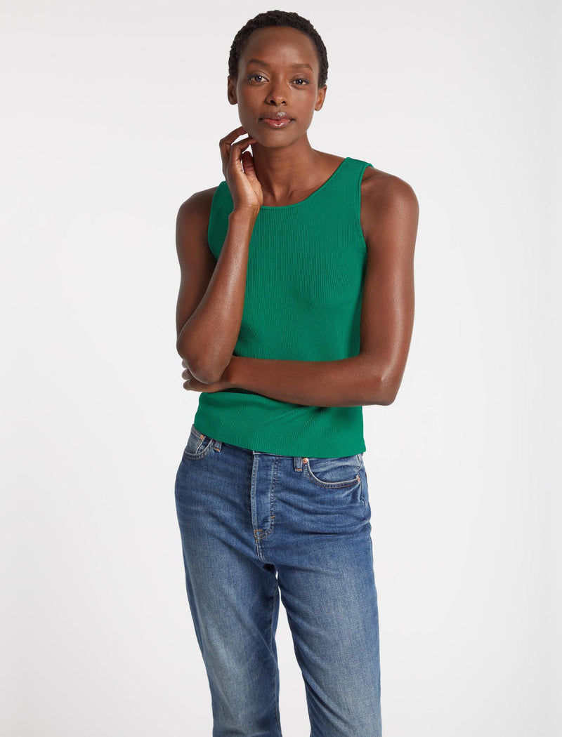 Tammy Rayon Round Neck Vest - Emerald Green