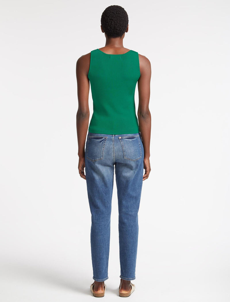 Tammy Rayon Round Neck Vest - Emerald Green