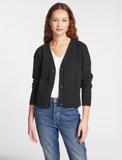 Black boxy cardigan best sale