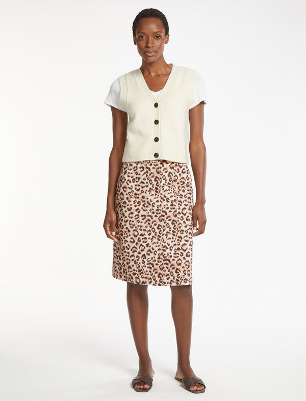 Meryl Wool V Neck Waistcoat - Cream