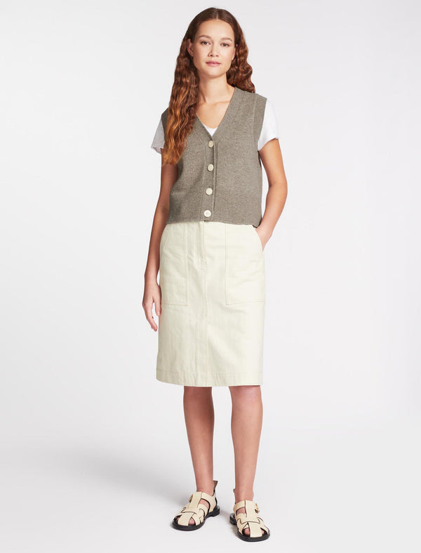Meryl Wool V Neck Waistcoat - Taupe