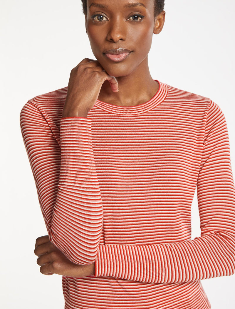 Jodi Cotton Jumper - Crimson Rose Cream Stripe