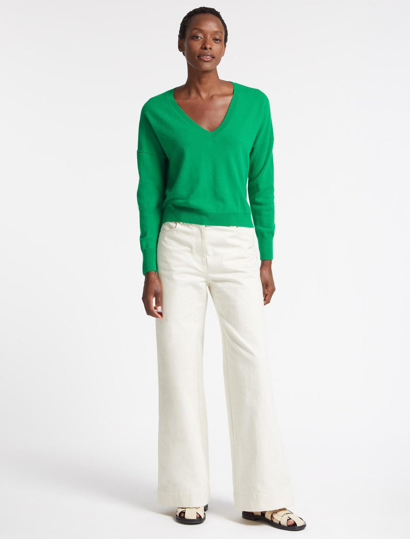 Joely Cashmere Curved Hem Boxy Jumper - Emerald Green