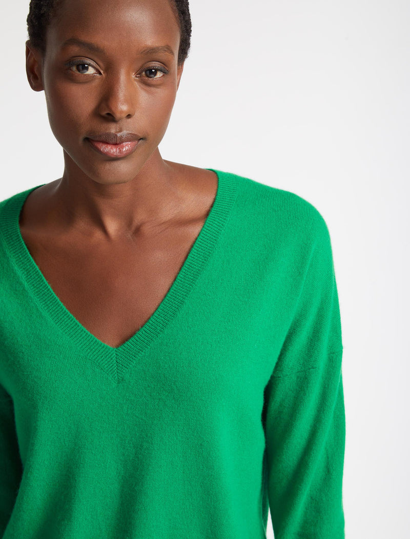 Joely Cashmere Curved Hem Boxy Jumper - Emerald Green