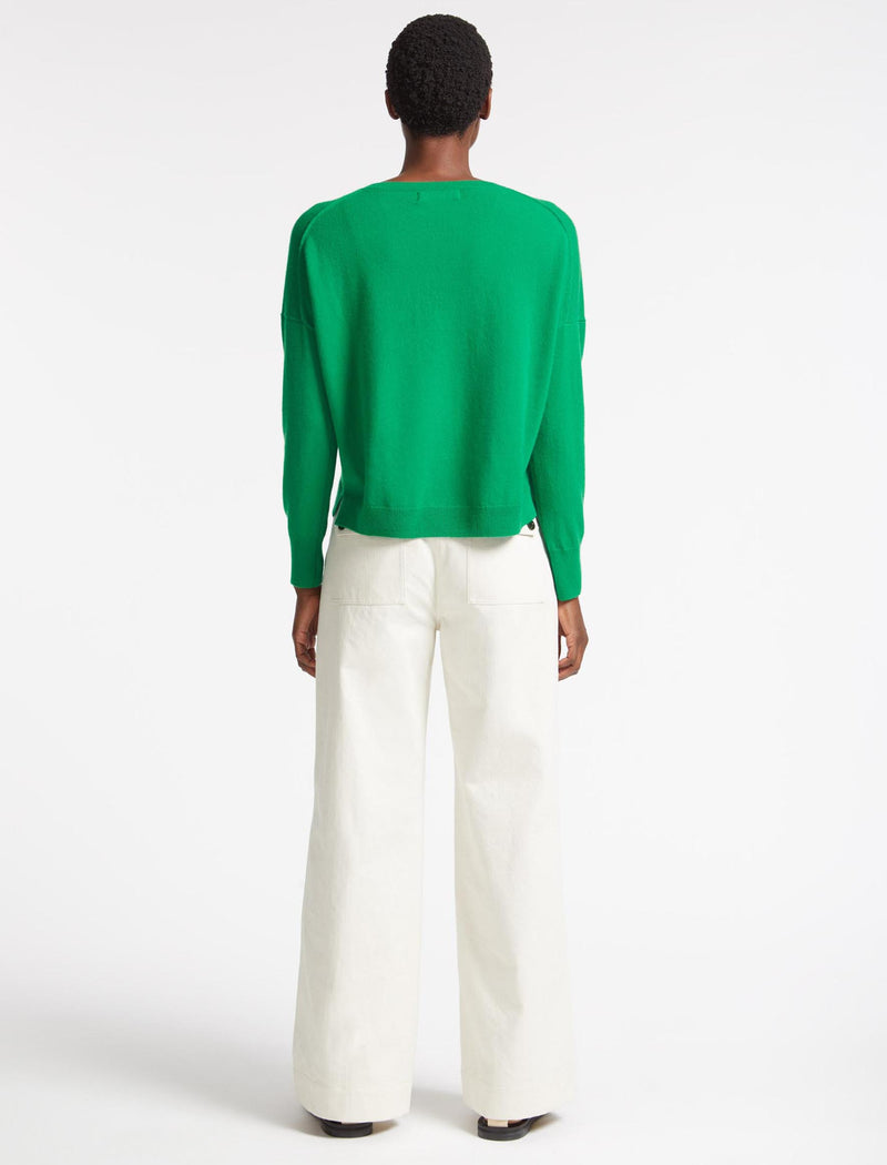 Joely Cashmere Curved Hem Boxy Jumper - Emerald Green