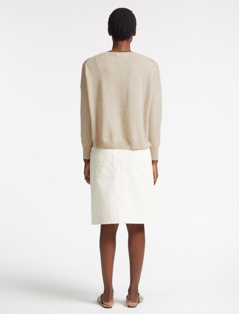 Joely Cashmere Curved Hem Boxy Jumper - Sand