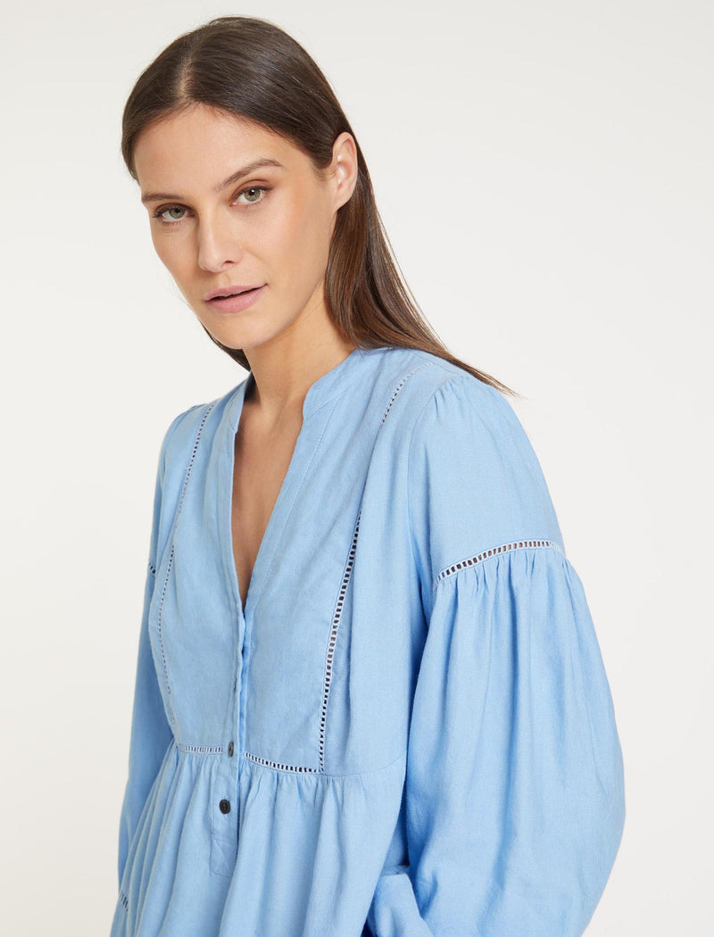 Callie Linen Blend Shirt - Blue
