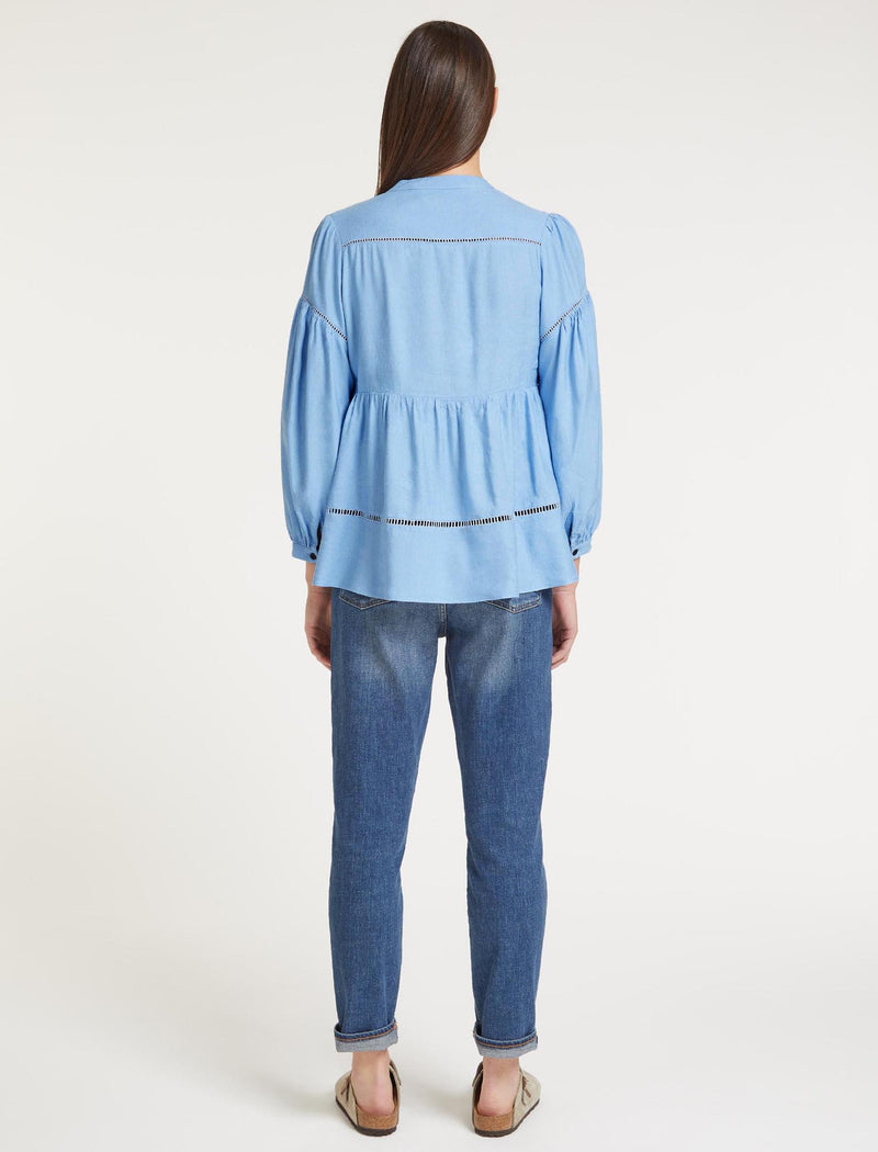 Callie Linen Blend Shirt - Blue