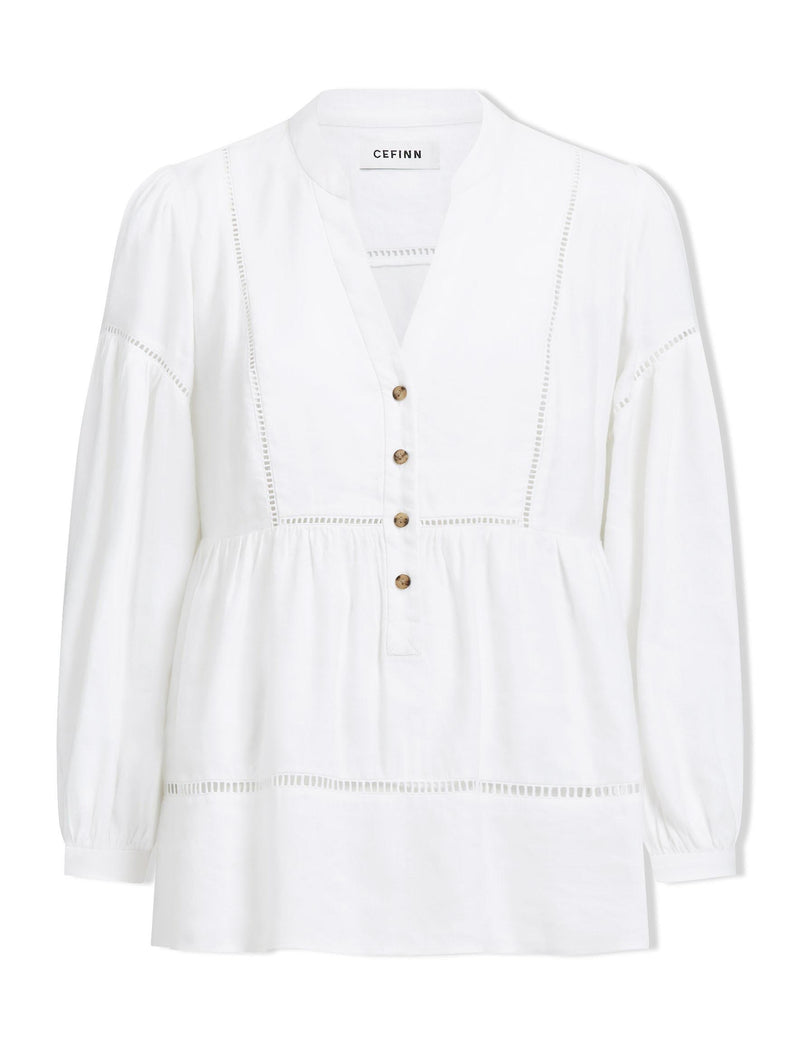 Callie Linen Blend Shirt - White