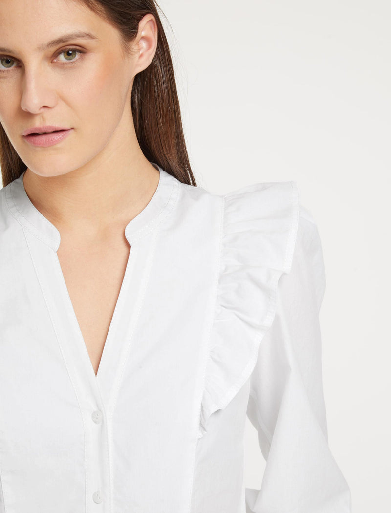 Dixie Organic Cotton V Neck Shirt - White