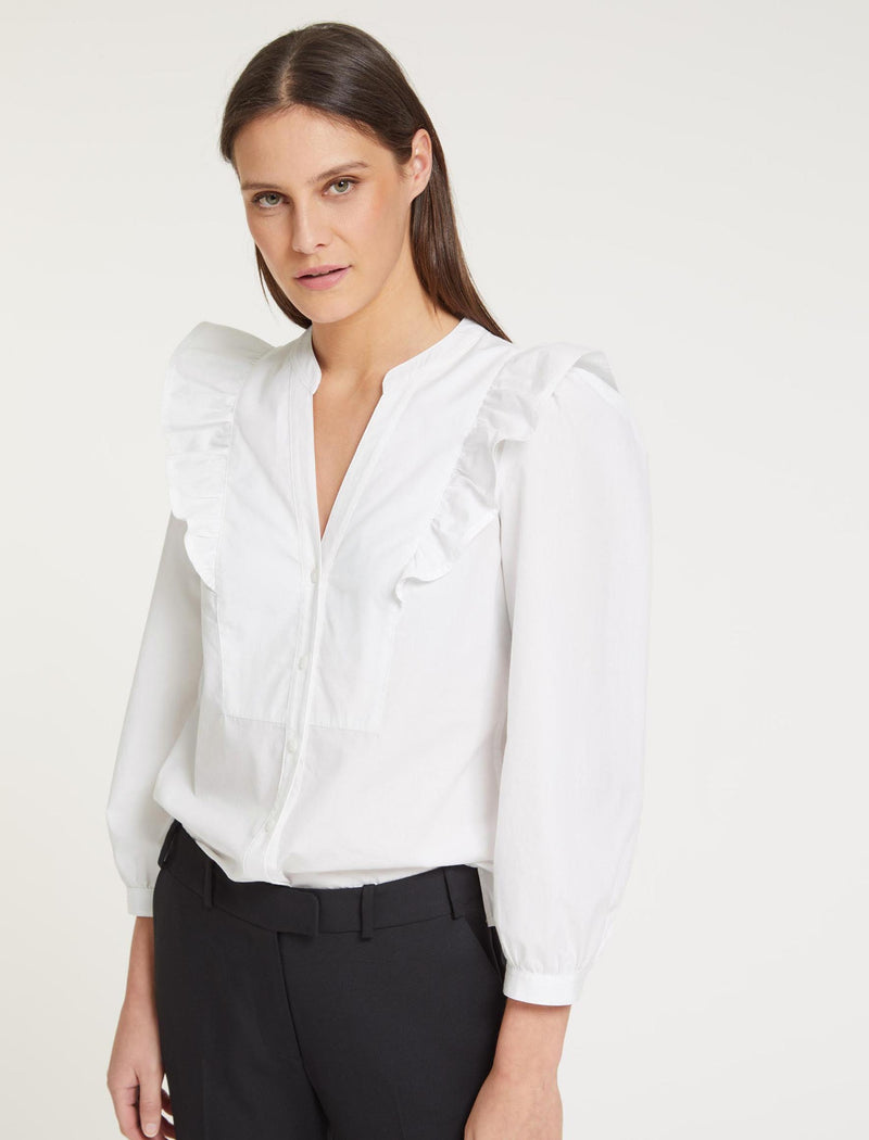 Dixie Organic Cotton V Neck Shirt - White