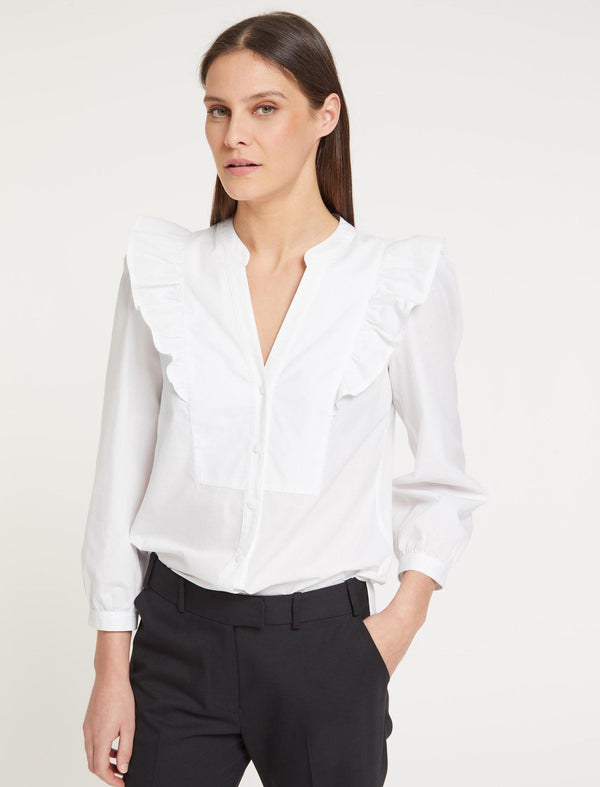 Dixie Organic Cotton V Neck Shirt - White