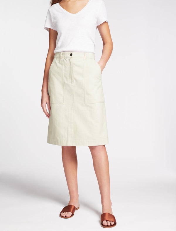 Sidney Cotton Twill Pencil Skirt - Ecru