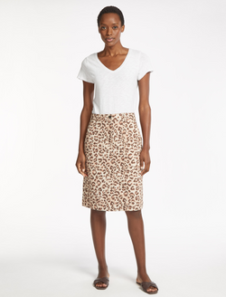 Sidney Cotton Twill Pencil Skirt - Leopard Print