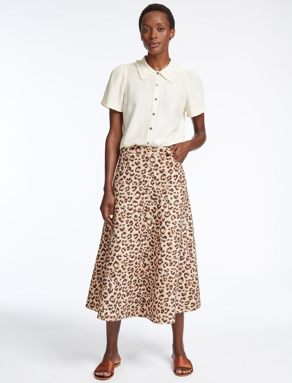 Sierra Cotton Maxi Skirt - Leopard Print