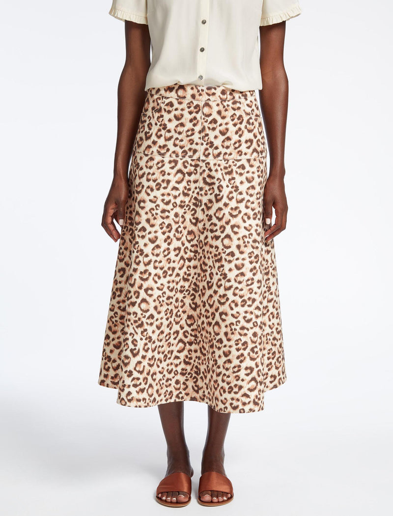 A line leopard print skirt online