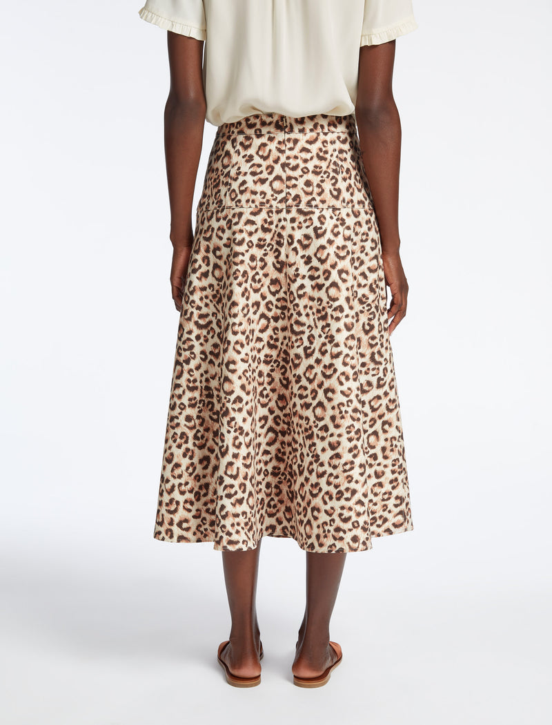 Leopard print maxi cheap skirt cotton
