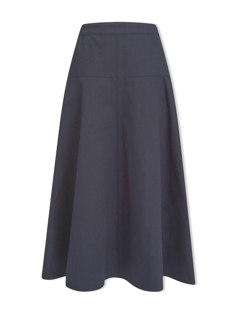 Sierra Cotton Twill A Line Maxi Skirt Navy