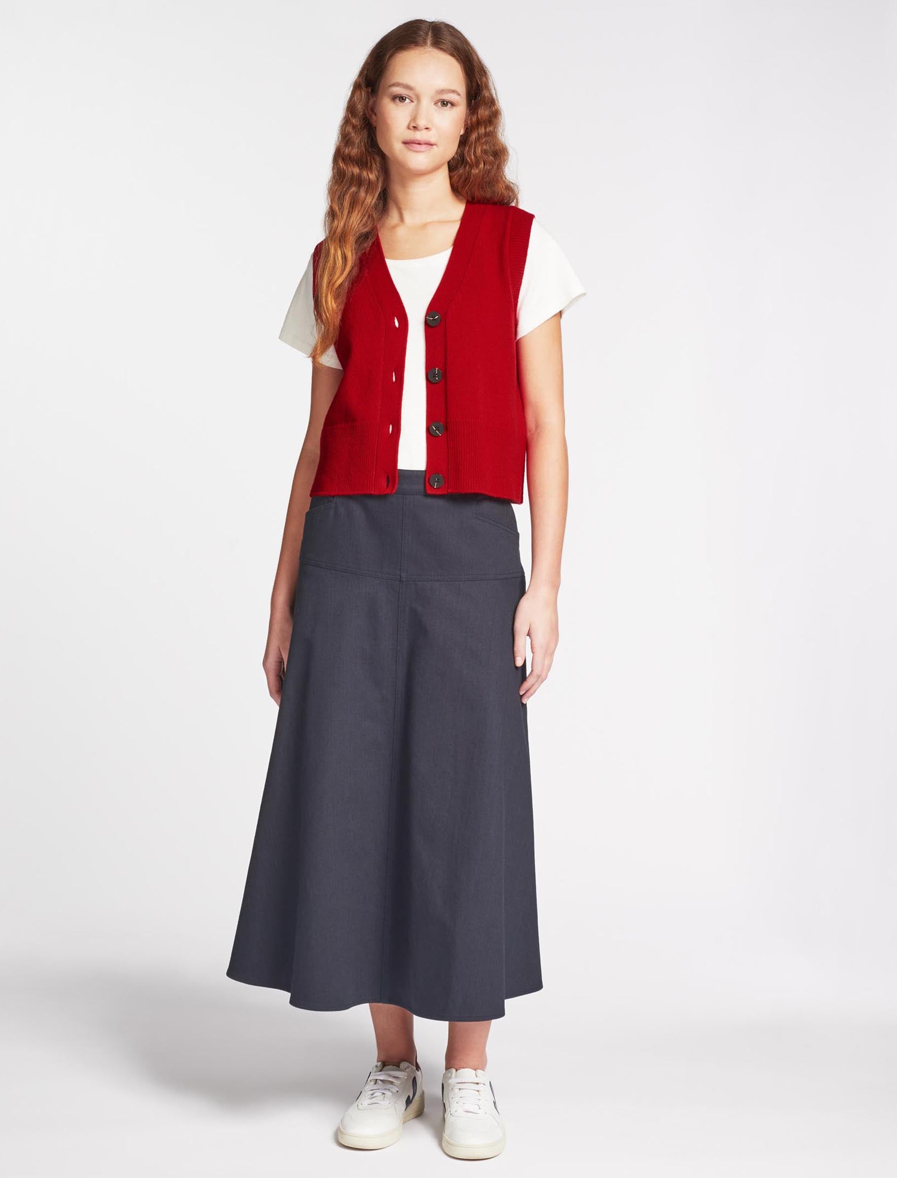 Navy cotton cheap skirt uk