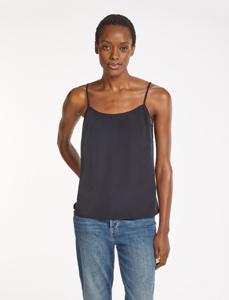 Navy silk camisole top on sale