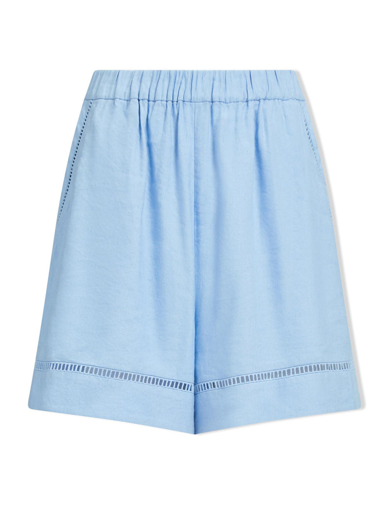 Callie Linen Blend Shorts - Blue