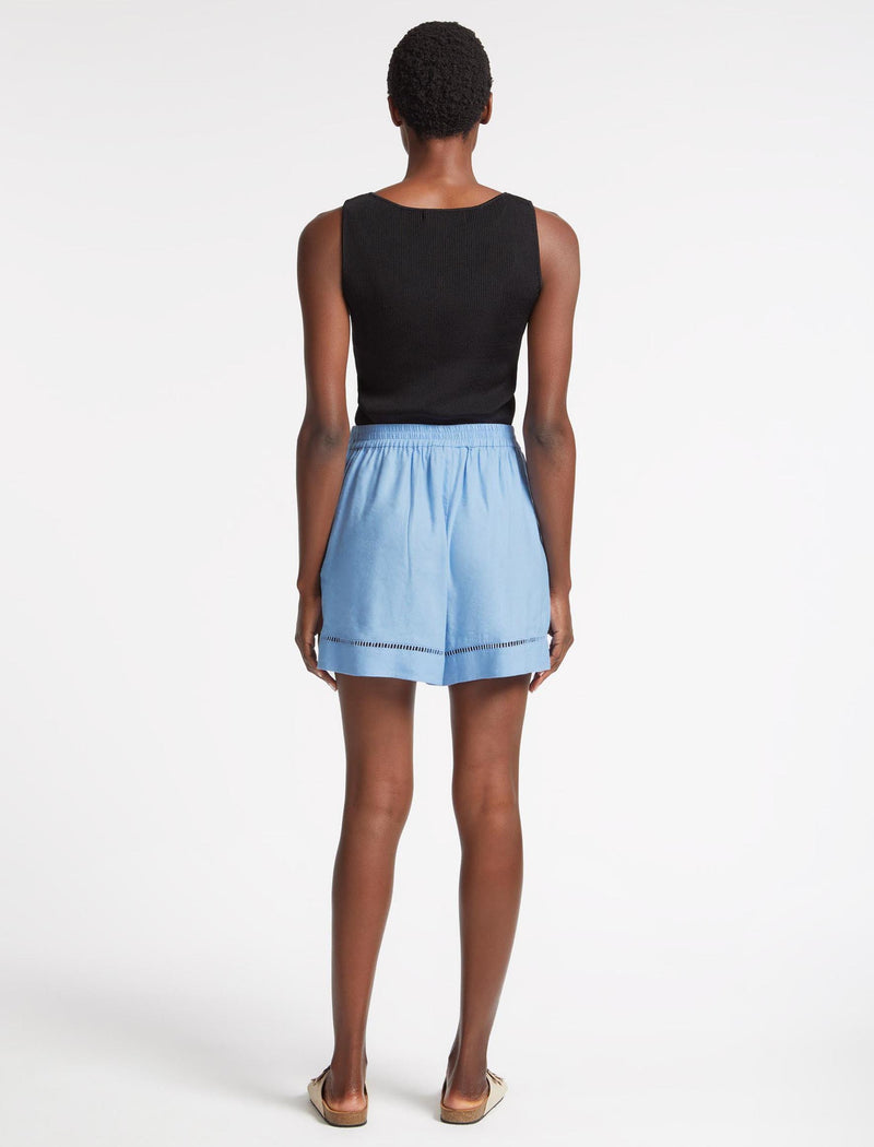 Callie Linen Blend Shorts - Blue