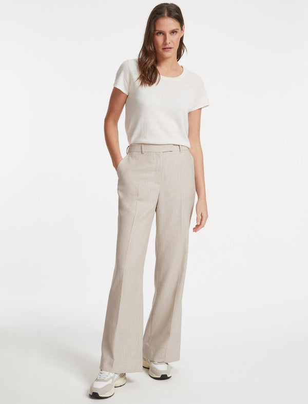 Terence Linen Blend Wide Leg Trousers - Beige