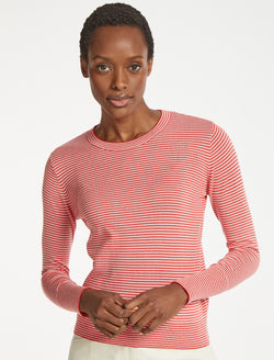 Jodi Cotton Jumper - Crimson Rose Cream Stripe