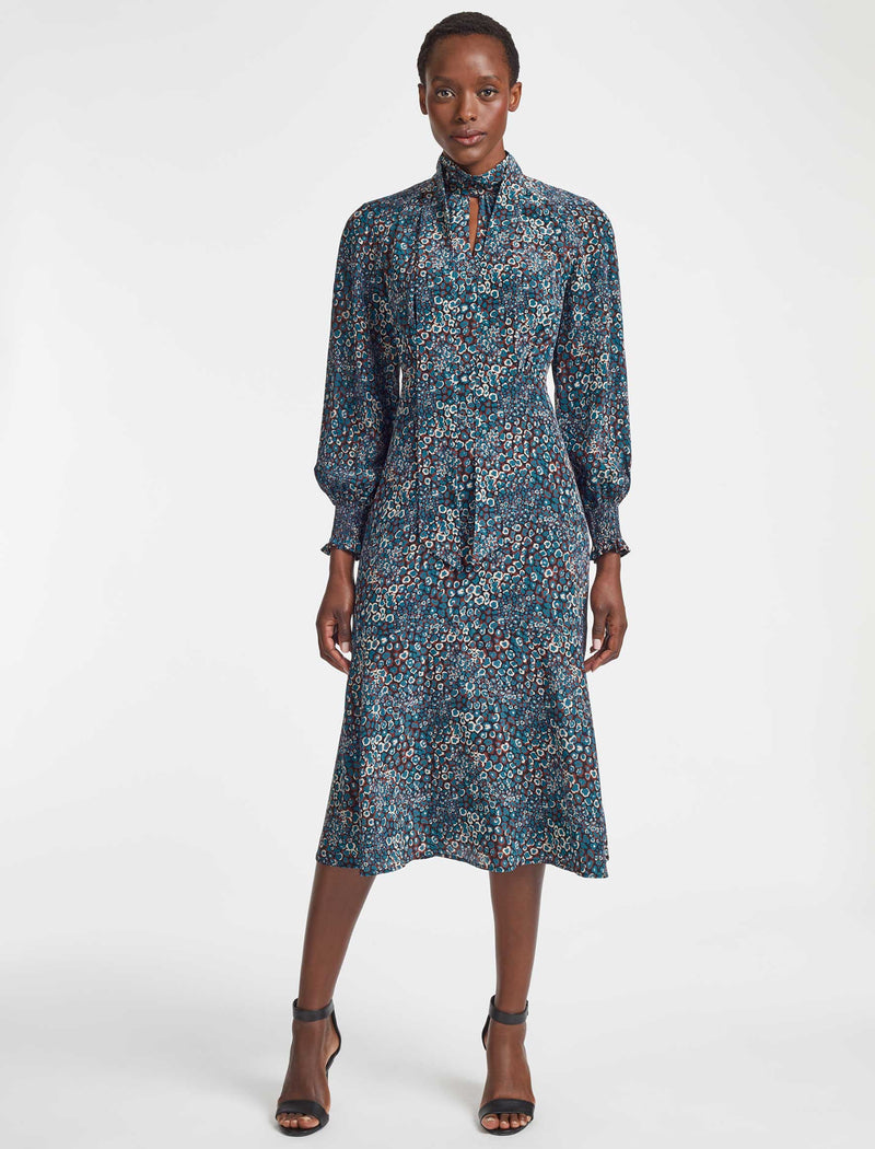 Blue leopard print shirt sales dress