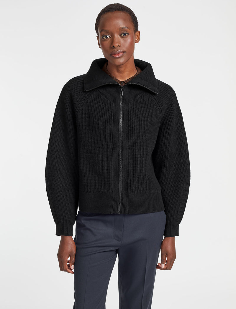 Rowan Wool Zip Cardigan - Black