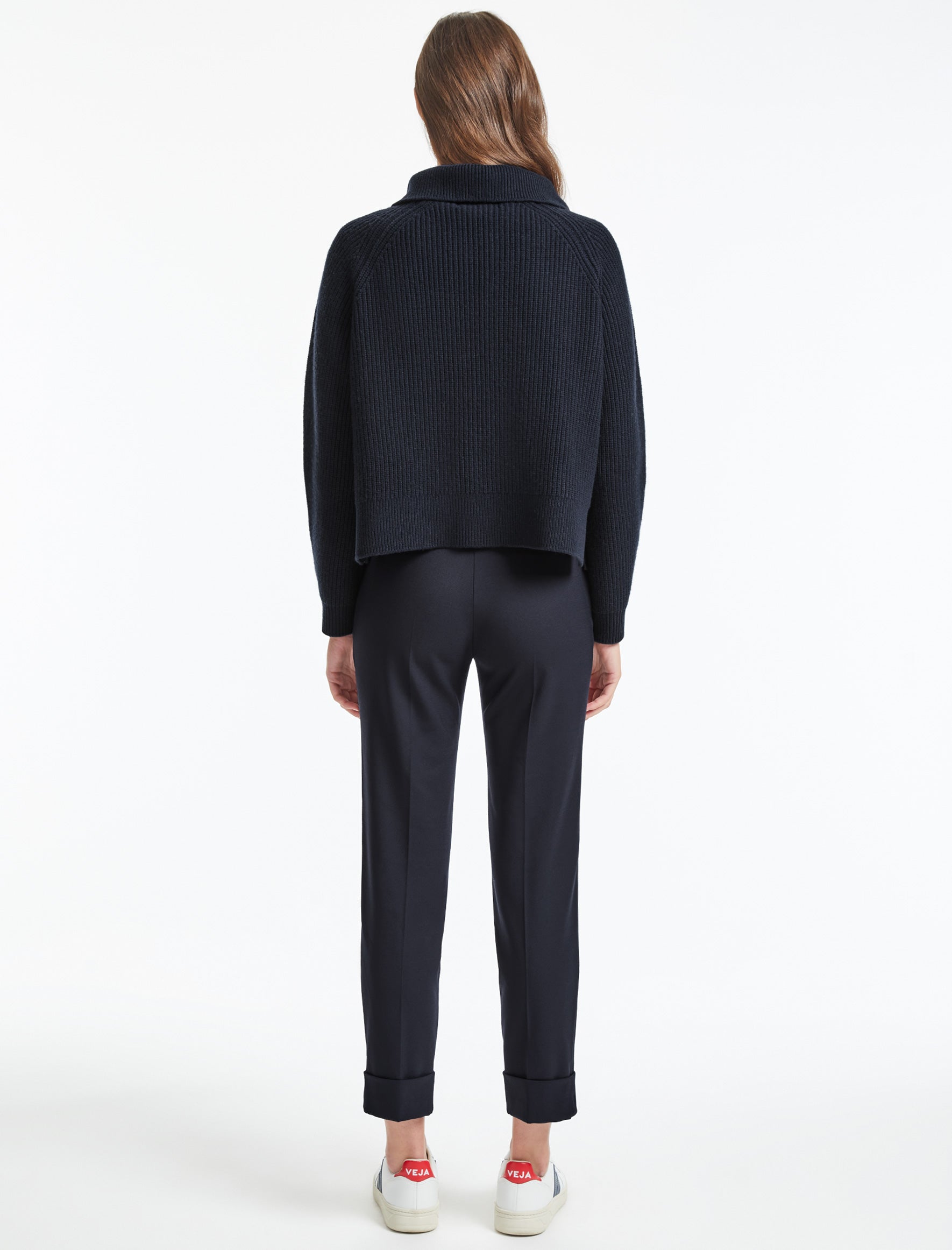 Rowan Chunky Funnel Neck Zip Cardigan Navy