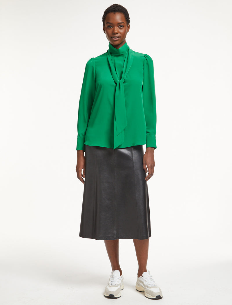 Bianca Blouse with Scarf - Emerald Green
