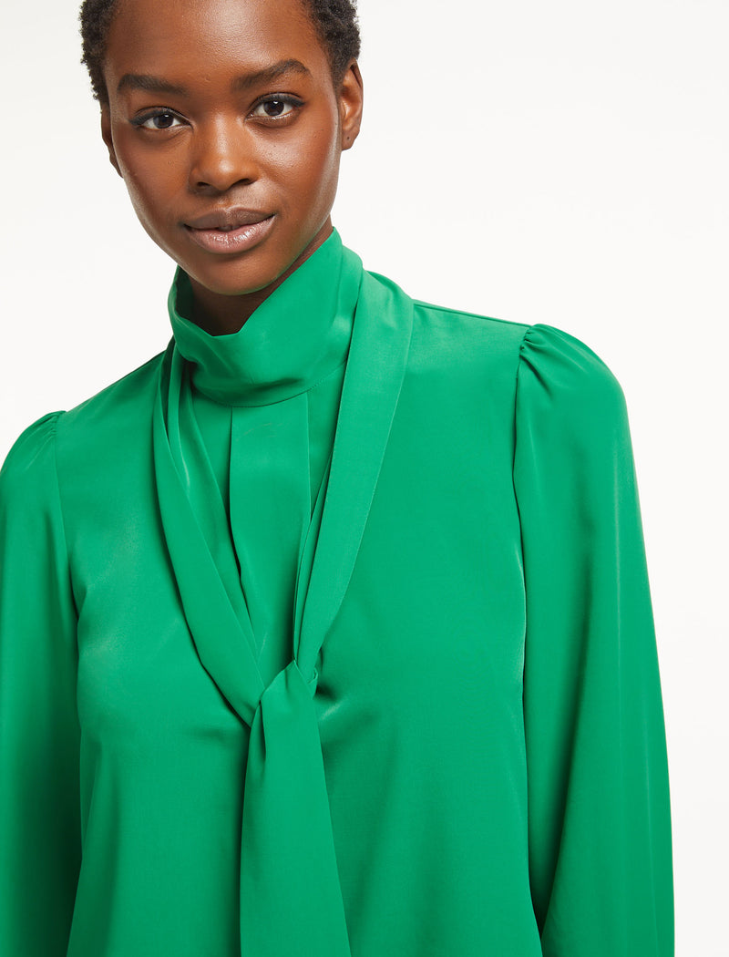 Bianca Blouse with Scarf - Emerald Green