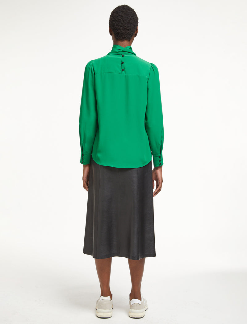 Bianca Blouse with Scarf - Emerald Green