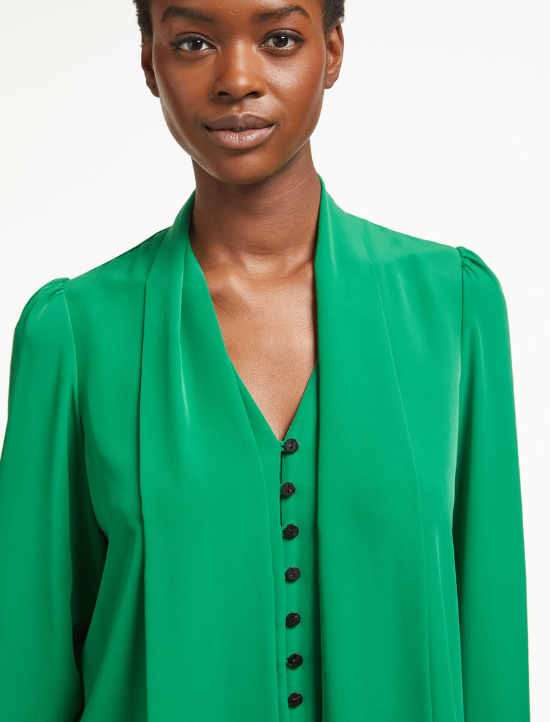 Carla Blouse with Scarf - Emerald Green