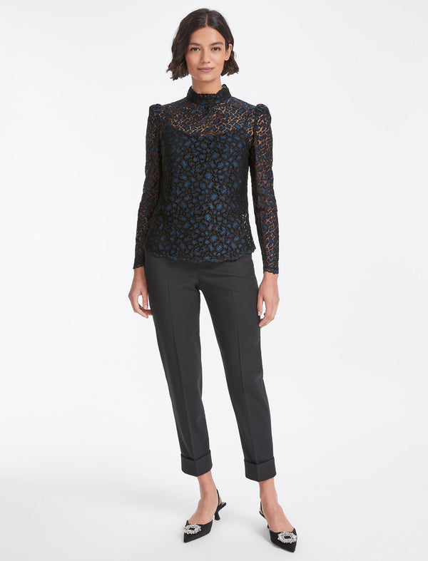 Thalia Lace Blouse - Blue Black