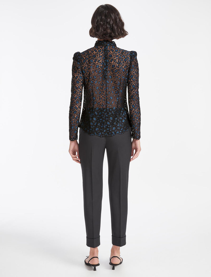 Thalia Lace Blouse - Blue Black